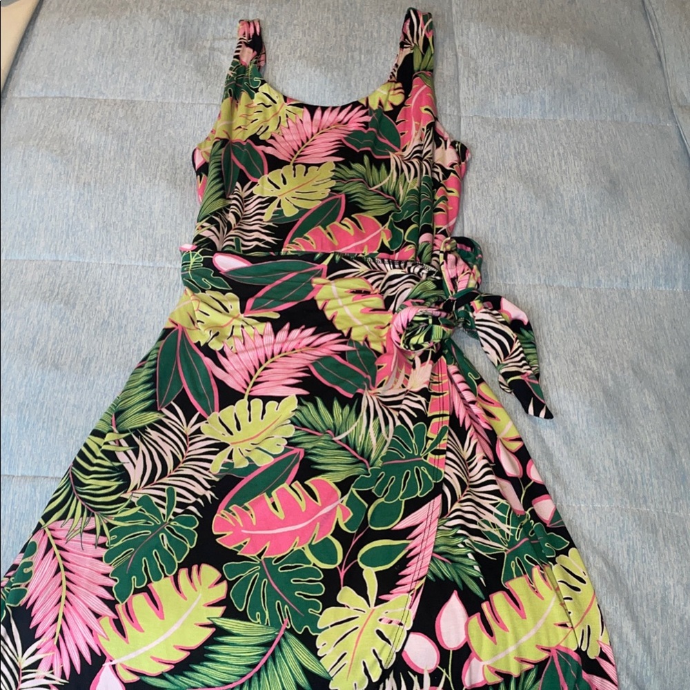 Tropical Leaf Print Dress